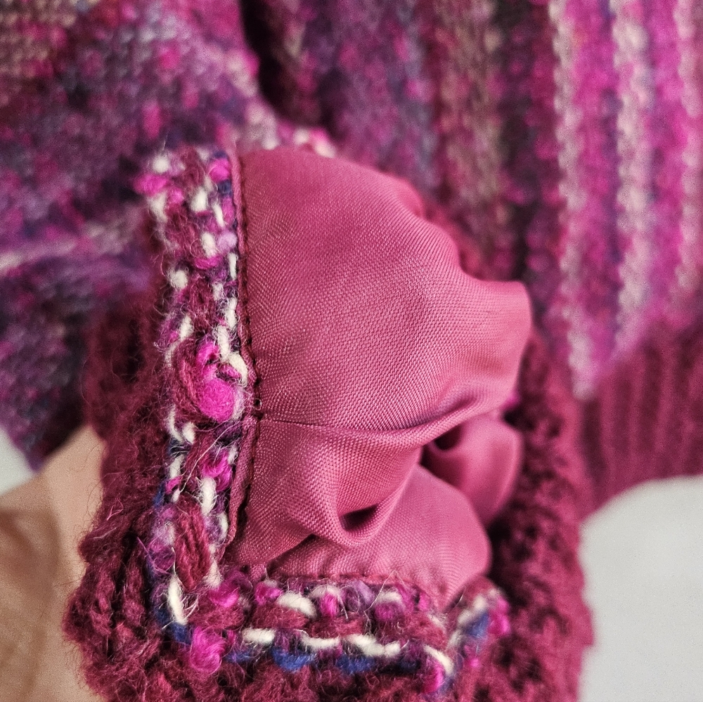 Vintage Handwoven Chunky Knit Sweater Pink Purple Oversized - Picture 4 of 5